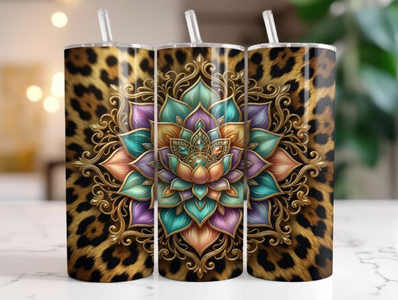 Boho Gold Lotus Leopard Print Tumbler Review
