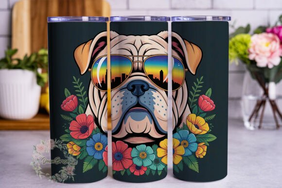 Cool Bulldog Floral 20oz Tumbler Wrap