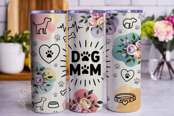Dog Mom Quotes Floral Tumbler Wrap PNG Review