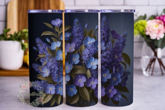 Elegant Blue Purple Flowers Tumbler Wrap Design Review