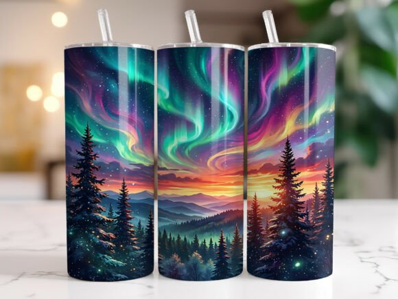 Galaxy Northern Lights Forest Tumbler Review