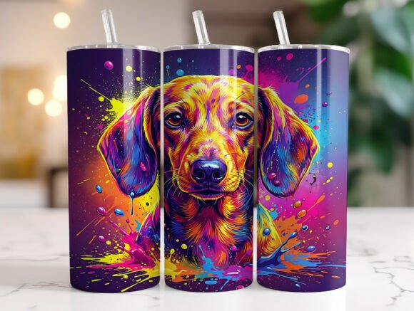 Neon Dachshund Paint Splatter Tumbler Review