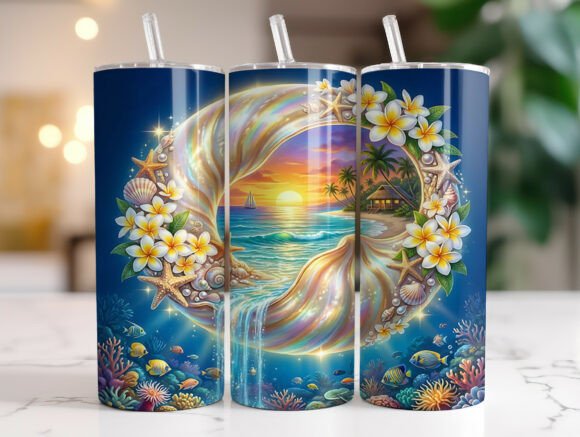 Ocean Sunset Seashell Plumeria Tumbler Review