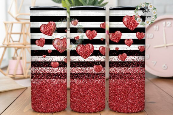Red Glitter Hearts Striped 20oz Tumbler Review