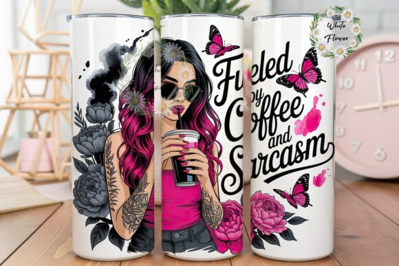 Sassy Pink Hair Coffee Tumbler Wrap