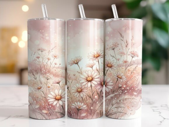 Soft Daisy Wildflower Pastel Tumbler PNG Review