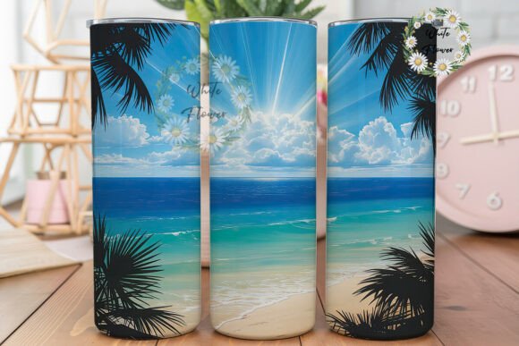 Tropical Beach Horizon Skinny Tumbler